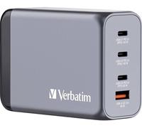 Verbatim GNC-240 GaN Adaptateur de voyage 240 W 1x USB-A, 3x USB-C® Power Delivery, USB PD 3.1, QC 3.0 gris GaN, avec adaptateur pour lEurope, avec adaptateur