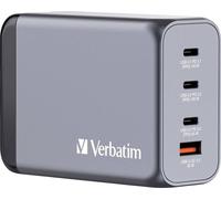 Verbatim GNC-240 GaN Adaptateur de voyage 240 W 1x USB-A, 3x USB-C® Power Delivery, USB PD 3.1, QC 3.0 gris GaN, avec adaptateur