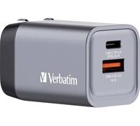 Verbatim GNC-35 GaN Adaptateur de voyage 35 W 1x USB-A, 1x USB-C® Power Delivery, Power Delivery 3.0, QC 3.0 gris GaN, avec adaptateur pour lEurope, avec