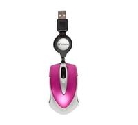 Verbatim Go Mini Optical Travel Mouse - Souris - droitiers et gauchers - optique - 3 boutons - filaire - USB - rose chaud