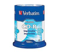 VERBATIM Inkjet Full Size Printable Surface, DataLife, CD-R 700 Mo / 80 Min 52x, 100 pièces en Cloche
