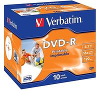 Verbatim - 10 x DVD-R - 4.7 Go 16x - surface imprimable photo large - boîtier CD