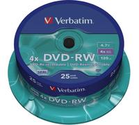 Verbatim DVD-RW Matt Silver 4,7 Go 25 pièce(s)