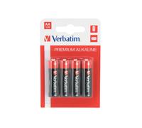 Verbatim Lot de 4 Piles Alcalines AA LR6 1.5V - Dimensions 14.5x14.5x50.5mm - Poids 23g - Référence 49921