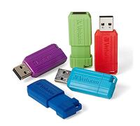 Verbatim Lot de 5 clés USB 2.0 rétractables à rayures fines 32 Go - Multicolore (vert, bleu, rouge, violet, cyan)