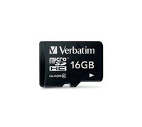Verbatim MicroSDHC 16Go Classe 10 - Vitesse Lecture/Écriture 10 Mo/s - Noir - Référence 44010 - Compatible SDHC