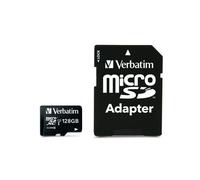 Verbatim MicroSDXC 128Go UHS-I Classe 10, Vitesse Lecture 45Mo/s, Ecriture 10Mo/s, Adaptateur SD Inclus, Noir, Dimensions 15x11x1mm