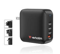 Verbatim Chargeur Mini GaN 165W 4 ports (3x USB‑C + 1x USB‑A) PD 3.0 Noir