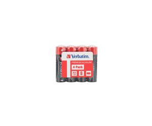 Verbatim Pile Alcaline AA 1.5V - Pack de 4, Technologie Alcaline Premium, Température d'opération -18°C à 50°C, Dimensions 14.5 x 50.5 mm, 23g