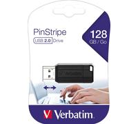 Verbatim PinStripe USB Drive - Clé USB à mémoire flash - 128 Go - USB 2.0 - noir