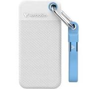 Verbatim Pocket SSD 2To, SSD externe USB 3.2 Gen 2, jusqu'à 1000 Mo/s en lecture et en écriture, disque dur externe avec 2 étuis en caoutchouc (Blanc & Bleu clair) pour PC, Mac & Console, Blanc