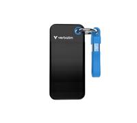 Verbatim Pocket SSD 1To (SSD NVMe Externe, USB 3.2 Gen 2, jusqu'à 1000 Mo/s de Lecture et d'écriture, Disque Dur Portable pour Mac, PC et Console de Jeux, Noir/Bleu)