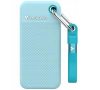 Verbatim Pocket SSD 1 To, SSD externe USB 3.2 Gen 2, jusqu'à 1000 Mo/s en lecture et en écriture, disque dur externe avec 2 étuis en caoutchouc (noir et bleu polaire) pour PC, Mac et console, bleu