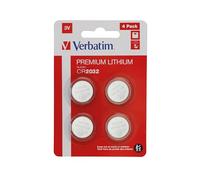 Verbatim Premium Piles Bouton au Lithium CR2032 Pack de 4, 3V 220mAh - Piles Bouton au Lithium pour Montre e Voiture, télécommande, Appareil Photo, Jouet et Plus Encore
