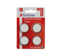VERBATIM Premium Piles Boutons au Lithium CR2450 Lot de 4 3V 580 mAh - Piles au Lithium pour Horloge e Voiture, télécommande, Appareil Photo, Jouets et Autres - Pile Bouton au Lithium