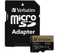 Verbatim PRO+ - Carte mémoire flash (adaptateur microSDXC vers SD inclus(e)) - 64 Go - UHS Class 3 / Class10 - microSDXC UHS-I