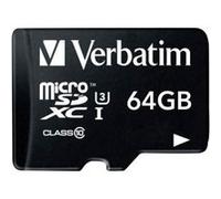 Verbatim PRO - Carte mémoire flash (adaptateur SD inclus(e)) - 64 Go - UHS Class 3 / Class10 - 300x/600x - microSDXC UHS-I Noir G
