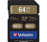Verbatim PRO + Carte mémoire SDXC U3 - 64 Go noire - carte SD pour capture vidéo 4K en Ultra HD - avec spécification UHS de classe 3 - pour appareils photo et PC etc