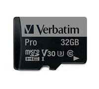 Verbatim Pro U3 Carte mémoire microSDHC avec adaptateur - 32 Go - noire pour l'enregistrement vidéo 4K en Ultra HD - pour appareils photo