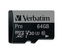 Carte microSDXC Verbatim PRO 64 GB Class 10, UHS-I, UHS-Class 3 avec adaptateur SD