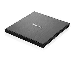 Verbatim Slimline Graveur CD/DVD Externe I USB 3.2 Gen1 avec Connection USB-C, câble USB-C vers USB-A Inclus, Compact, Graveur DVD Externe, Lecteur CD Externe, Lecteur CD DVD Externe, Design Mince