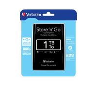 Verbatim Store 'n' Go 1To Disque Dur Portable USB 3.0 Noir, 2.5", 5400 tr/min, SATA, Mémoire Tampon 8Mo, Compatible Windows/macOS/Linux