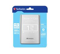 Verbatim Store 'n' Go 1To USB 3.2 Gen 1 (3.1 Gen 1) Argent 2.5" HDD Portable, 5000 Mbit/s, Compatible Windows/macOS/Linux, 121x80x15mm