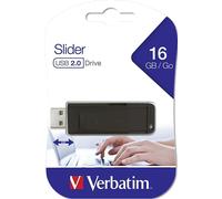 Verbatim 16 Go USB Slider Drive I Clé USB 2.0 I pour ordinateur portable ultrabook ordinateur portable TV autoradio I Clé USB avec système de bouton poussoir I noir