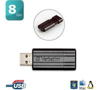 Verbatim Clé USB PinStripe 8 Go USB 2.0 Noire