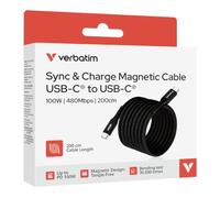 Verbatim Sync & Charge USB-C to USB-C Magnetic cable 100W 200 cm - Black