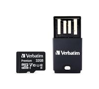 Verbatim Tablette U1 Carte Micro SDHC avec lecteur USB de 32 Go mémoire flash - Mémoires flash (32 Go, MicroSDHC, Classe 10, UHS-I, 45 Mo/s, Noir)