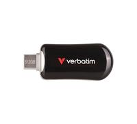Verbatim USB-C 3.2 Gen 1 512Go - Lecture 100Mo/s, Écriture 25Mo/s - Noir, Boîtier Zinc/Plastique - Ref. 30227 - 49x20.5x8.2mm