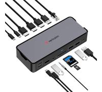 Verbatim USB-C Pro Station d'accueil 15 en 1 Hub multiport vers HDMI 4K et 8K, USB-A et USB-C, PD 80 W, AUX, Lecteur de Carte pour Mac/Windows Laptop et Autres
