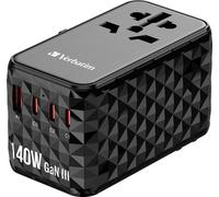 Verbatim GAN UTA-10 Adaptateur universel de voyage (140 W, adaptateur de prise avec USB A et 3 ports USB-C, chargeur rapide pour ordinateur portable, téléphone portable, appareil photo et Co, prise de