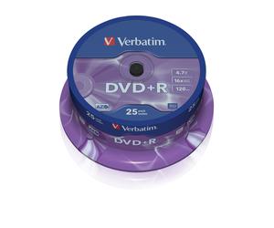 Verbatim VB-DPR47S2A, DVD+R, 120 mm, Fuseau, 25 pièce(s), 4,7 Go 43500