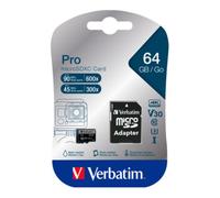 Verbatim Verbatim Carte microSDXC 64 Go PRO Classe 10 U3 UHS-I Quantité:1