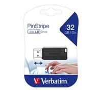 Verbatim Micro-clé USBPinStripe de 32 Go - noire