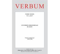 Verbum N° 2/2017 - L'inversion (Pro)Nominale Du Sujet