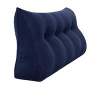 VERCART Coussin à Coins Anti Reflux, Oreiller Cervical Dossier de Soutien Lombaire, Coussin de Lecture Traversin de Canapé, Grands Dossier de Tête de Lit, Velours Côtelé, Bleu Marin, 140CM