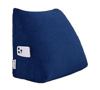 VERCART Coussin de dossier, coussin cale, pour lit, canapé, tête de lit, coussin mural, grand coussin de dos, coussin décoratif en velours côtelé, bleu foncé, 45 cm