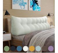 VERCART Coussin de Lecture Cale Dos, Coussin à Coins, Coussin Incliné, Grands coussins de Lit Lin Blanc , 200CM