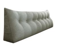 VERCART Coussin de Lecture Cale Dos, Coussin à Coins, Coussin Incliné Lin Gris 200CM
