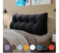 VERCART Coussin de Lecture Cale Dos, Coussin à Coins, Coussin Incliné Lin Noir 140CM