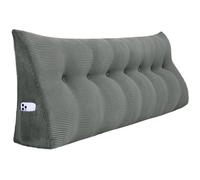 VERCART Coussin de Lecture Cale Dos, Coussin à Coins, Coussin Incliné velours côtelé Gris 200CM