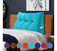 VERCART Coussin de Lecture Compensé, Triangulaire Coussin à Coins, Gros Coussin Canapé, Traversin Tête de lit Support Arrière, Oreiller Cervical Dossier de Soutien Lombaire, Velours Côtelé Bleu 100cm