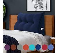 VERCART Coussin de Lecture Compensé, Triangulaire Coussin à Coins, Gros Coussin Canapé, Traversin Tête de lit Support Arrière, Oreiller Cervical Dossier de Soutien Lombaire, Velours Côtelé Bleu 100cm