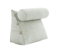 VERCART Coussin de Lecture Triangulaire Polochon Réglable au Canapé Lit Cale Nuque Soutien Dos en Lin Déhoussable Cadeau pour la fête des Mères Blanc 60cm