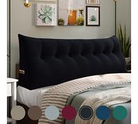 vercart Coussin de Lecture Triangulaire Support Lombaire Gros Oreiller Cale Dos Tête de lit Rembourré Multifonctionnel en Velours pour Canapé Noir 200cm