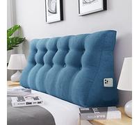 VERCART Coussin Lombaire Cale Oreiller de Lecture Coussin de Dos de Lit Triangulaire Traversin Tête de Lit pour Canapé Lit Lin Bleu 160cm