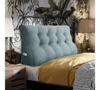 VERCART Coussin Lombaire Cale Oreiller de Lecture Coussin de Dos de Lit Triangulaire Traversin Tête de Lit pour Canapé Lit Lin Gris 140cm
